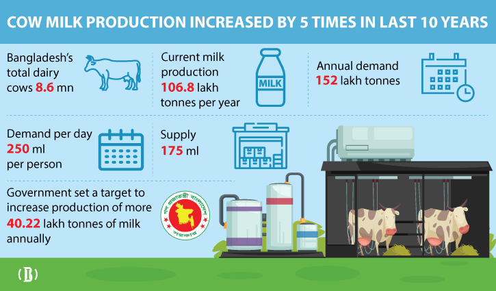 Cow milk yield rises by 5 times in 10 years