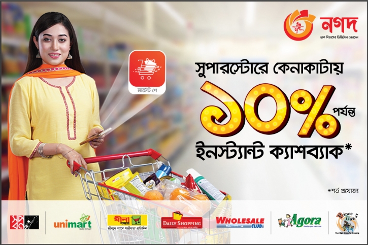 Nagad offers 10% cash back at super shops before Eid