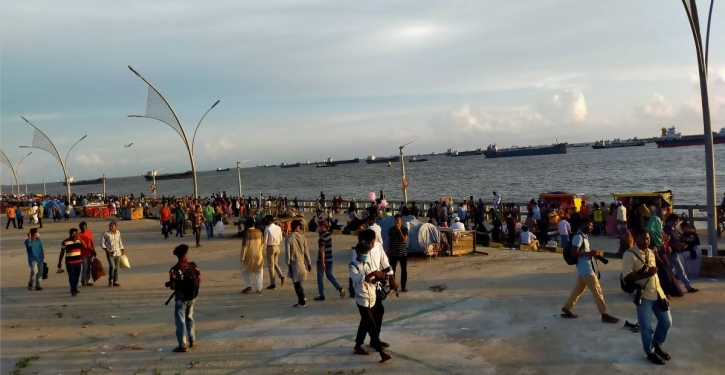 Part of Patenga beach attracts crowd before official reopening