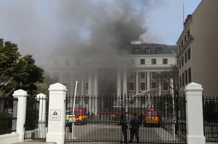 Fire burns South Africa’s parliament building