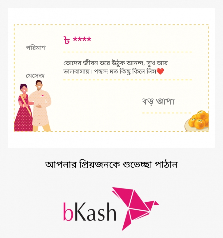 bKash users now can gift money with greeting cards